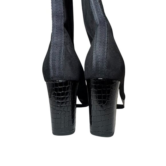 Donald Pliner Zari Boot Women's US 9 Black Almond Toe Block Heel Stretch NEW - Picture 7 of 8